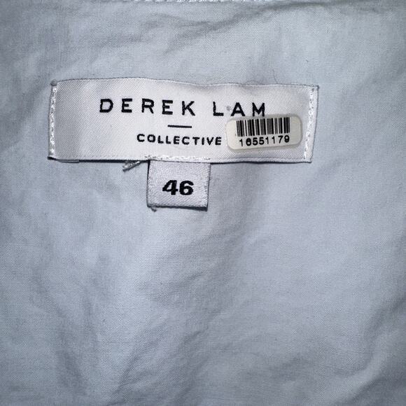 Derek Lam Collective Dress Size 46 Light Blue Tiered 100% Cotton Poplin See Pics - Picture 3 of 13